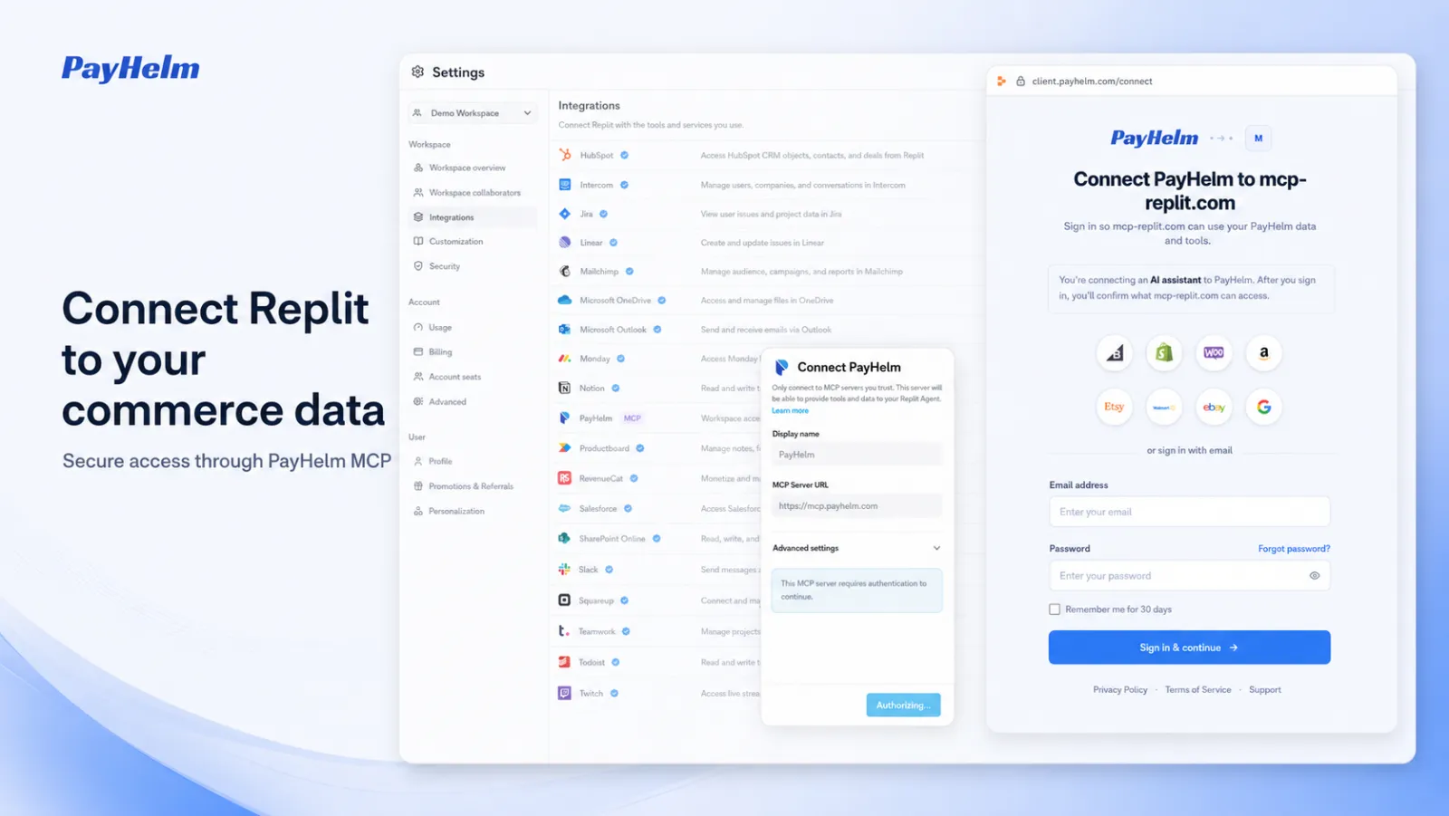 Connect Replit to your commerce data via PayHelm MCP