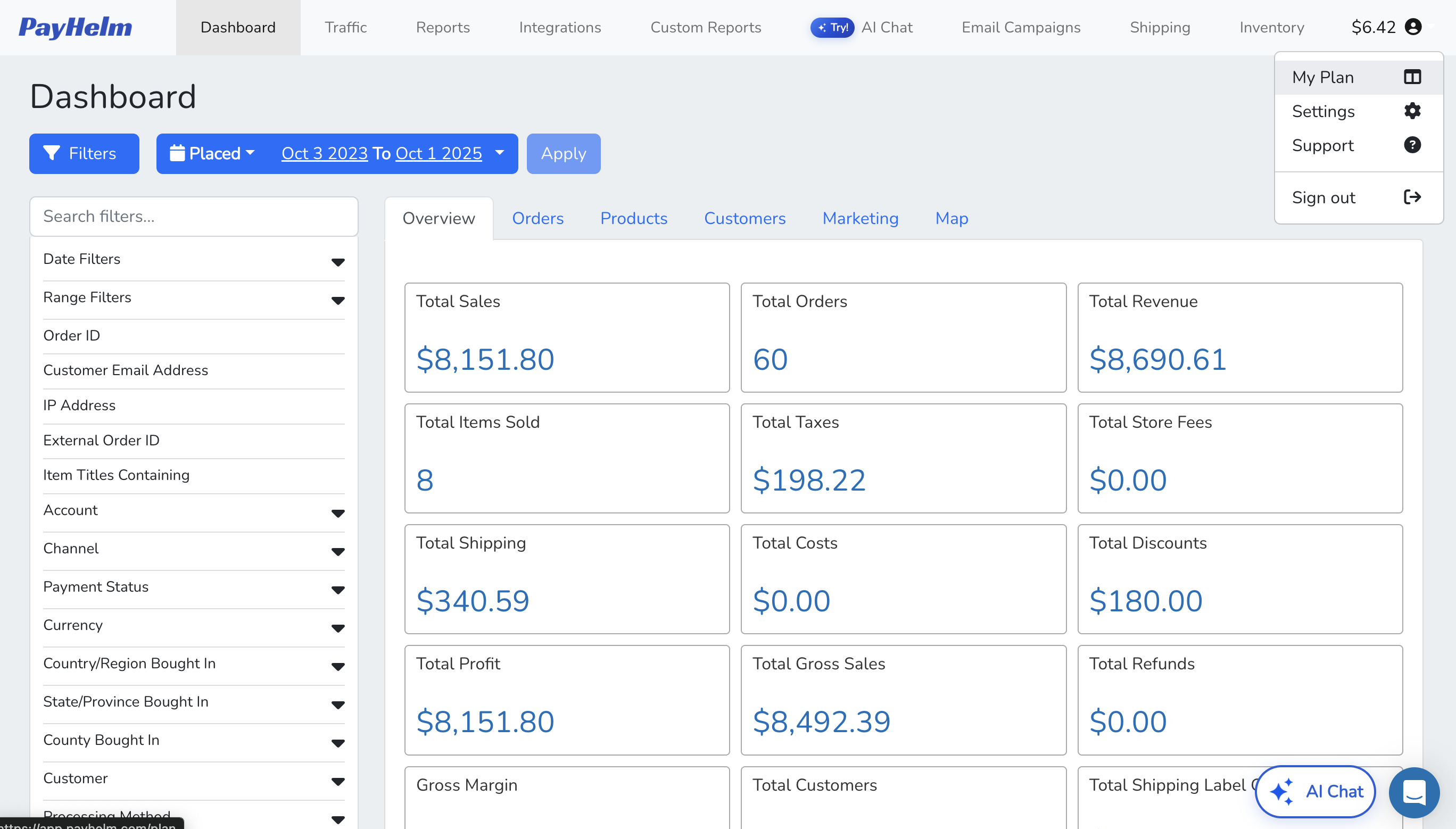 PayHelm dashboard overview