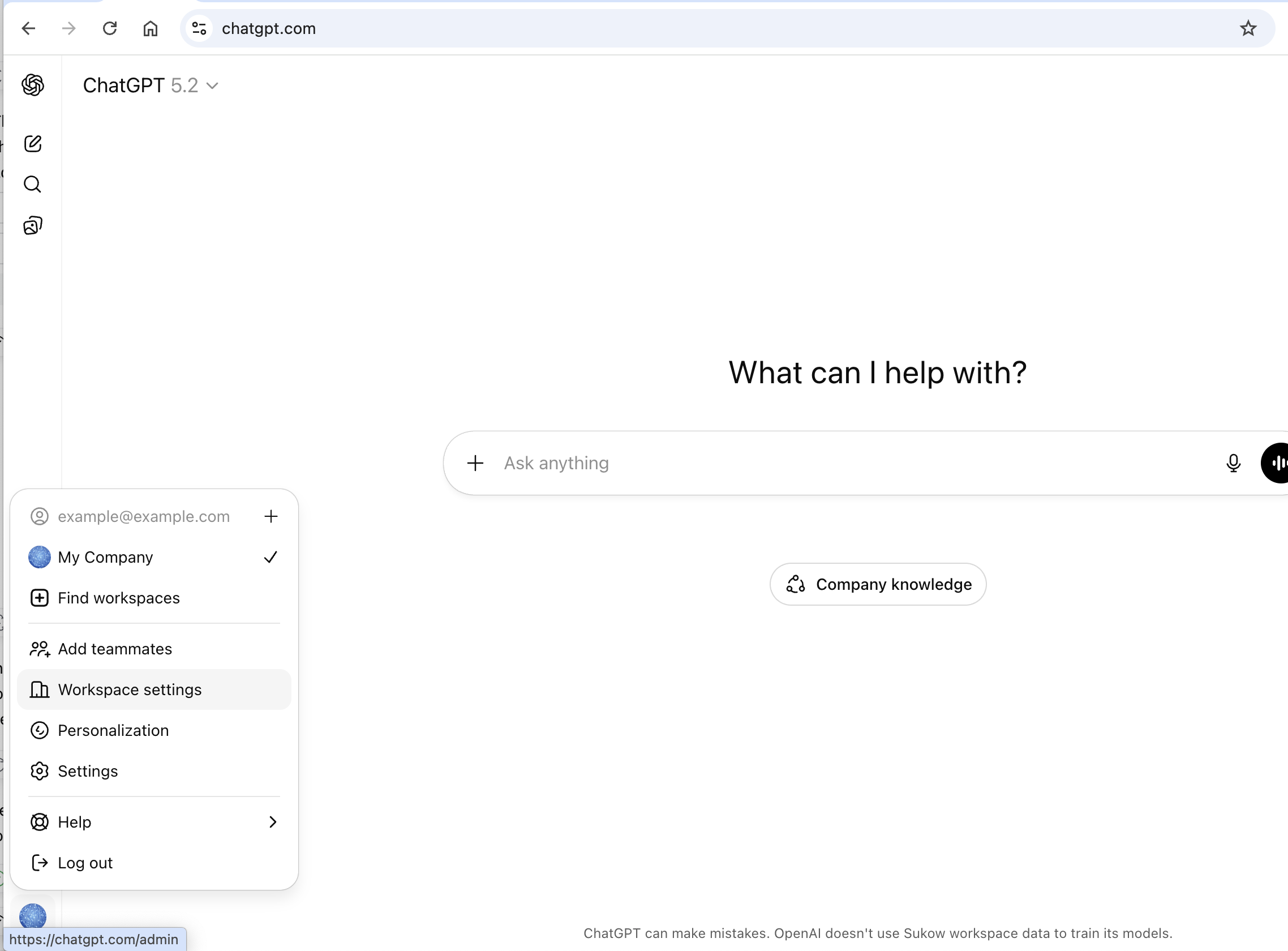 ChatGPT Workspace Settings