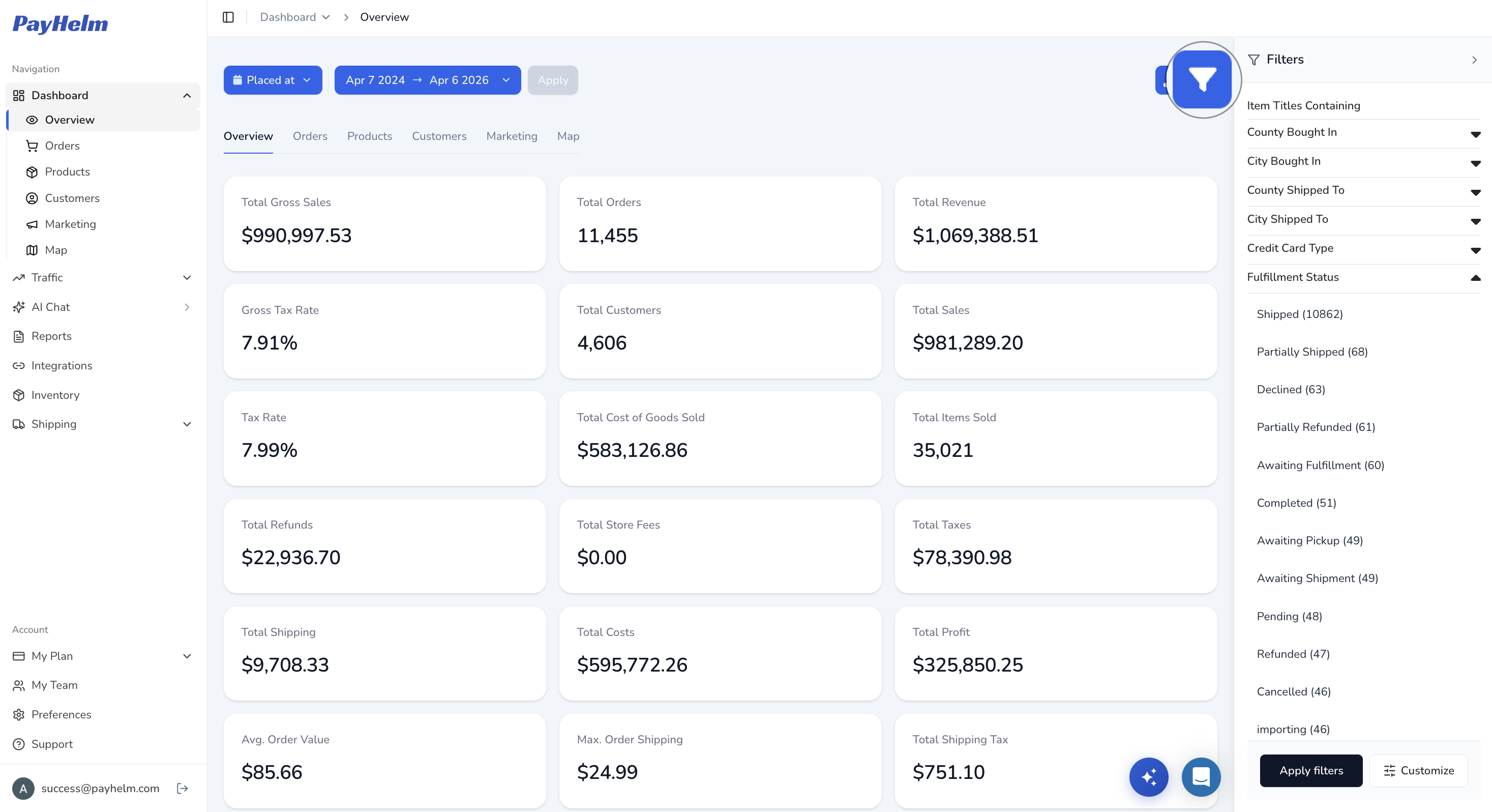 Advanced filtering and customer segmentation dashboard