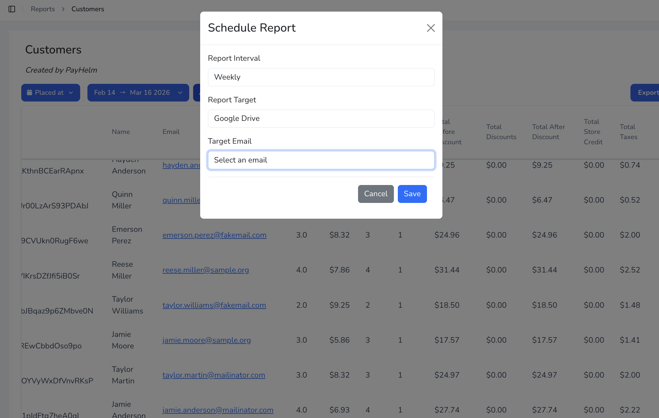 Scheduling an automated report for delivery