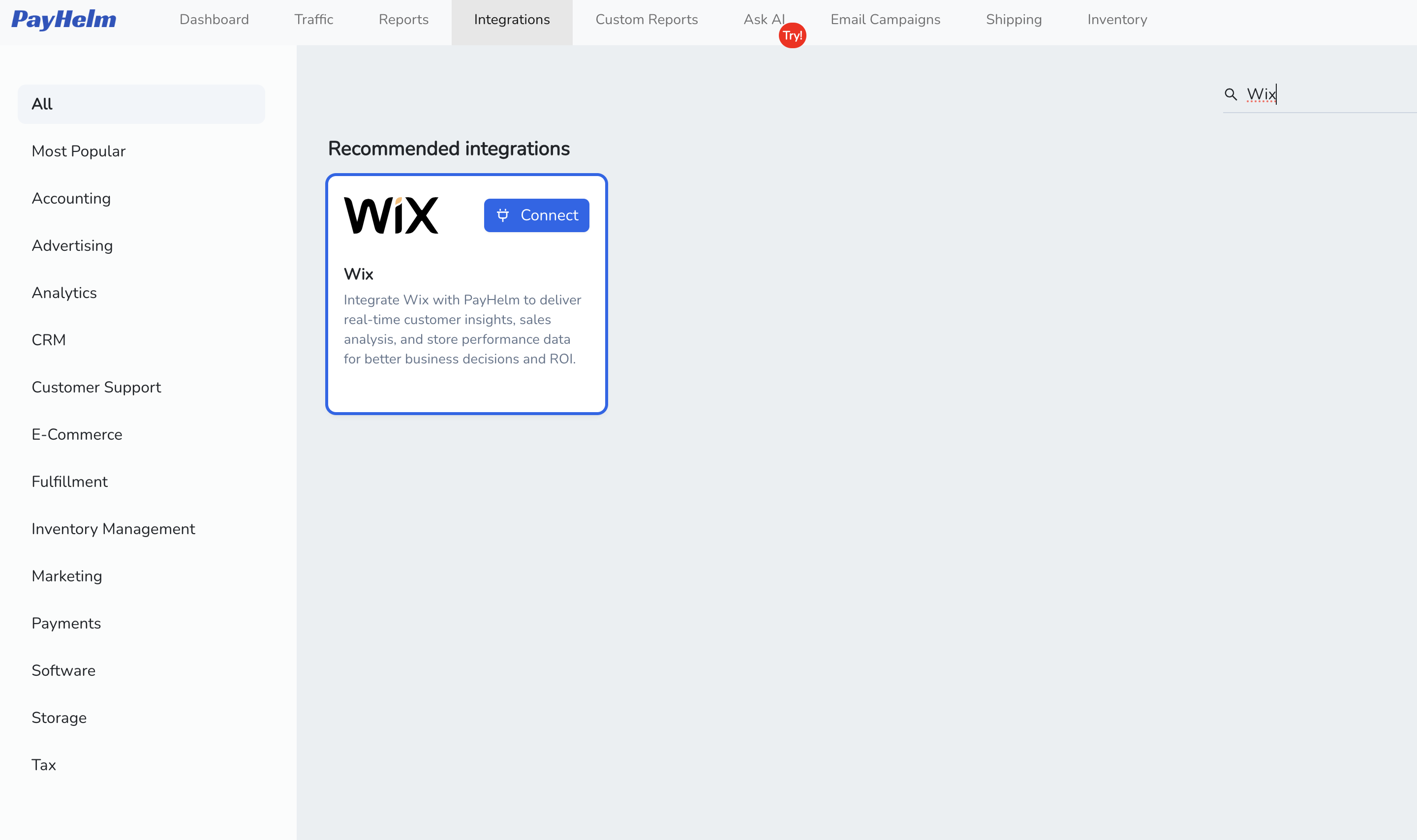 Wix integration with PayHelm